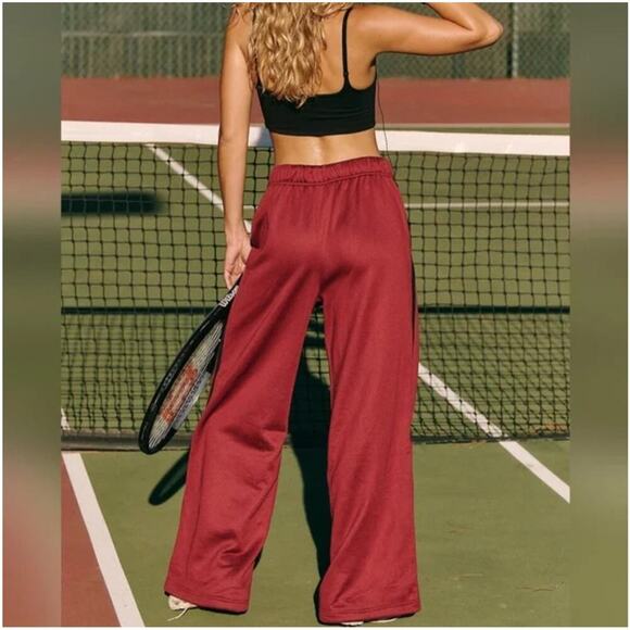 NWT Free People Movement Fineline Wide Leg Pants Red Size S - Picture 3 of 8